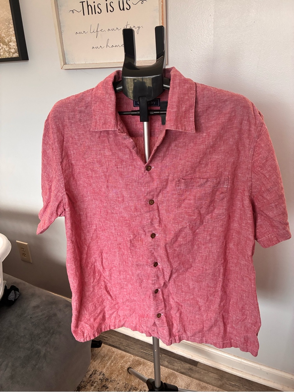 crown & ivy Pink Short-Sleeve Button-Up Casual Shirt